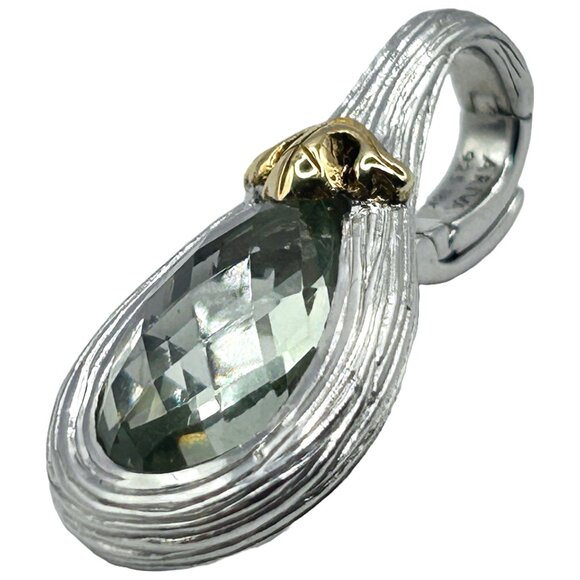 Ariva Sterling & 18K 1.40 cttw Green Quartz 16" Pendant Necklace - Picture 3 of 7